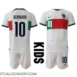 Portogallo Bernardo Silva #10 Seconda Maglia Bambino Mondiali 2022 Manica Corta (+ Pantaloni corti)